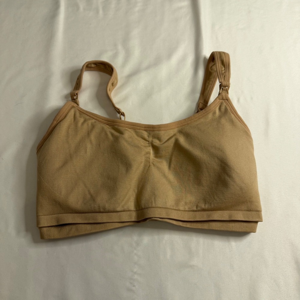 Auden Womens Nursing Pumping Bra Tan Beige Medium Seamless Wirefree